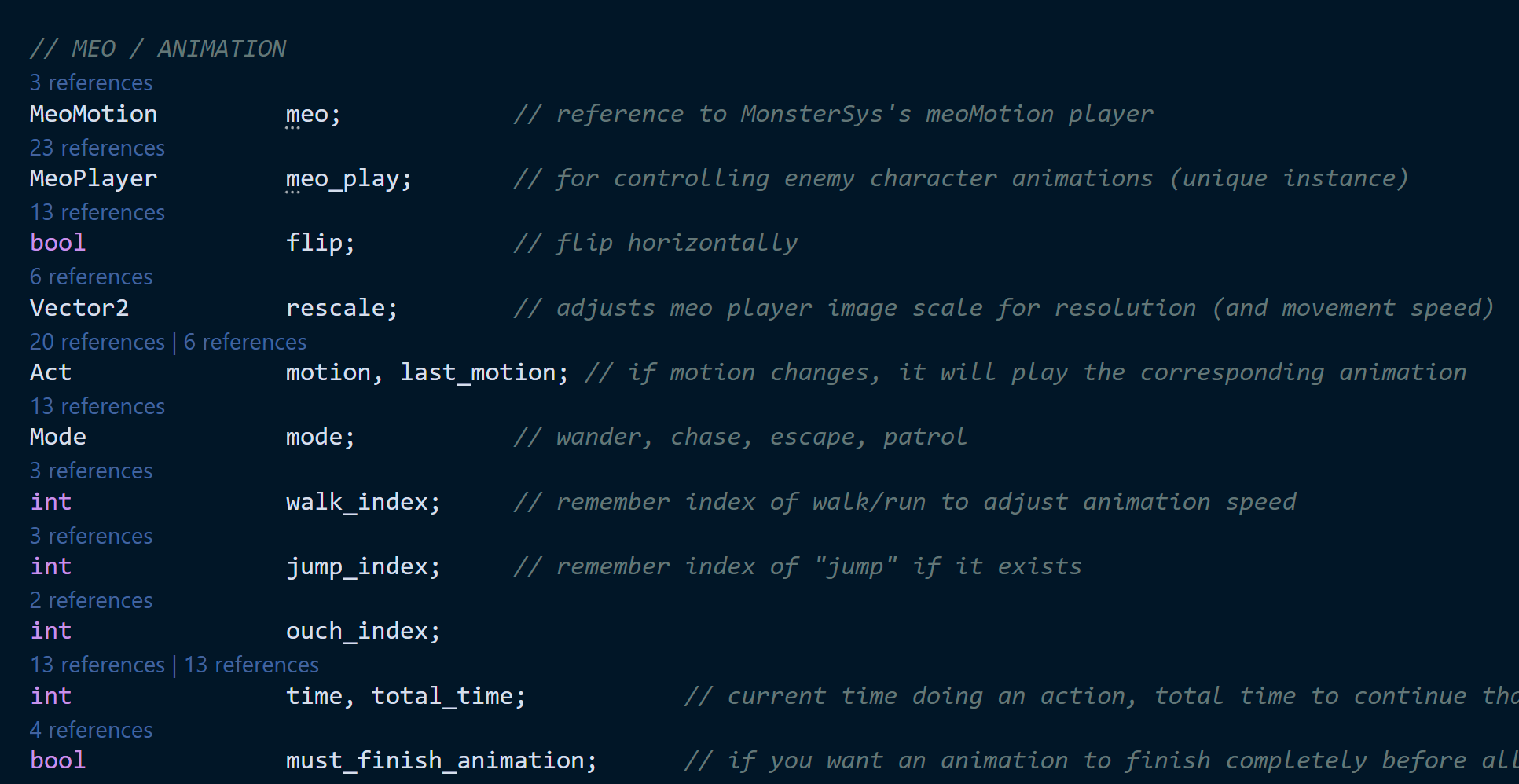 Animation System Variables and Implementation