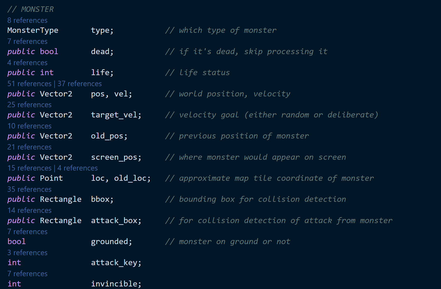 Monster System Variables and Properties