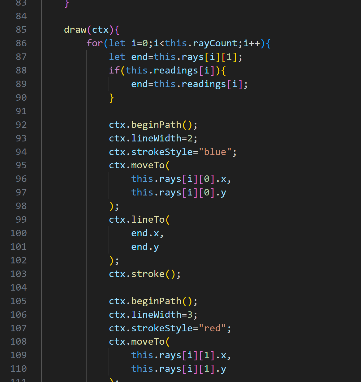 Sensor Drawing and Ray Casting