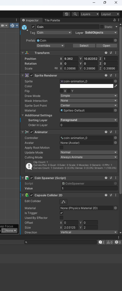 Unity Inspector - Coin Object Setup